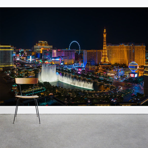 Wallums Wall Decor Las Vegas Strip 8' x 144" 3 Piece Wall Mural Wayfair